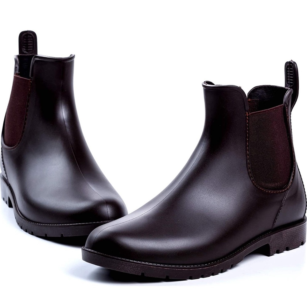 Women's Short Ankle Rain Boots Anti Slip Waterproof Slip On Chelsea Booties - Picture 1 of 6